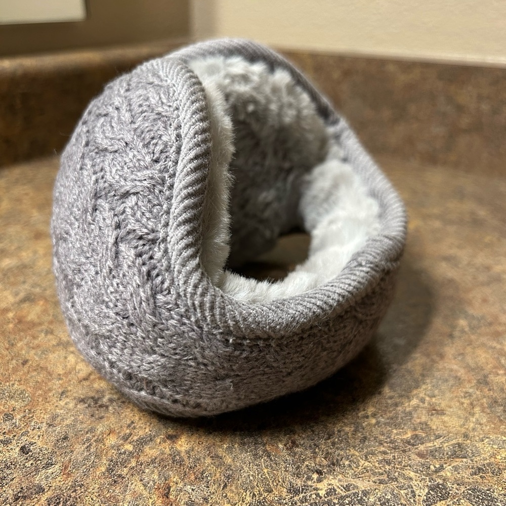 Unisex Warm Knit Earmuffs, Cashmere Winter Pure Color, Fur Earwarmer Adjustable